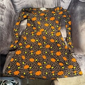 Pumpkin Print Long Sleeve Dress